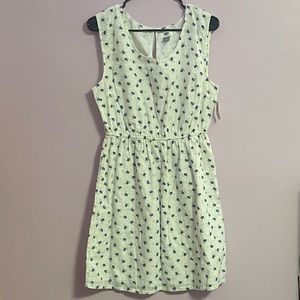 White dress with blue details